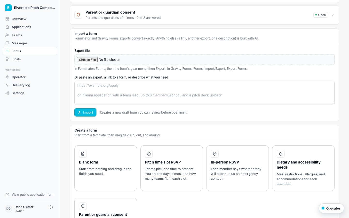 Import a form card