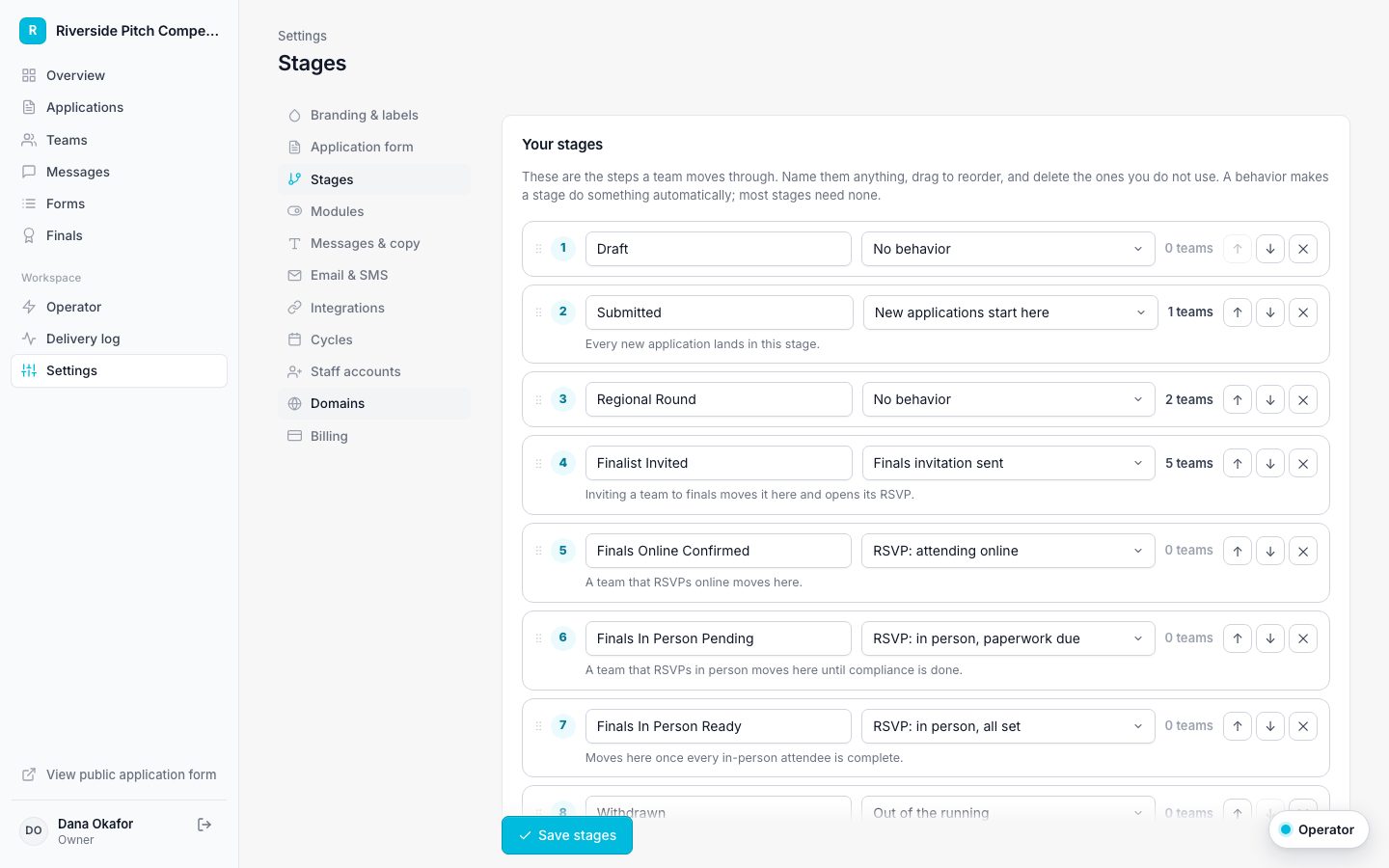 Stage editor